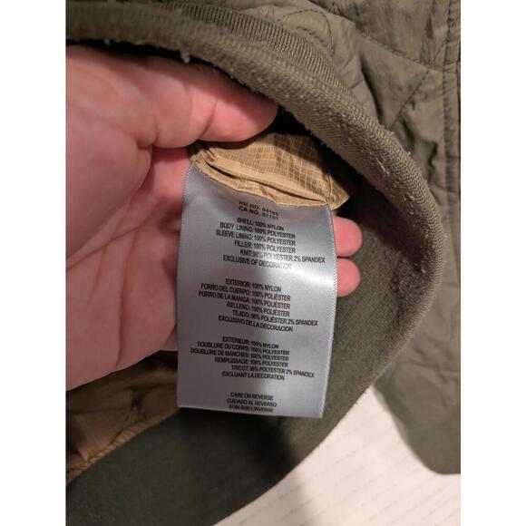 Levi Strauss Quilted Olive Green Bomber Jacket Full Zip Nylon Mens Large 25x27 - Picture 7 of 10